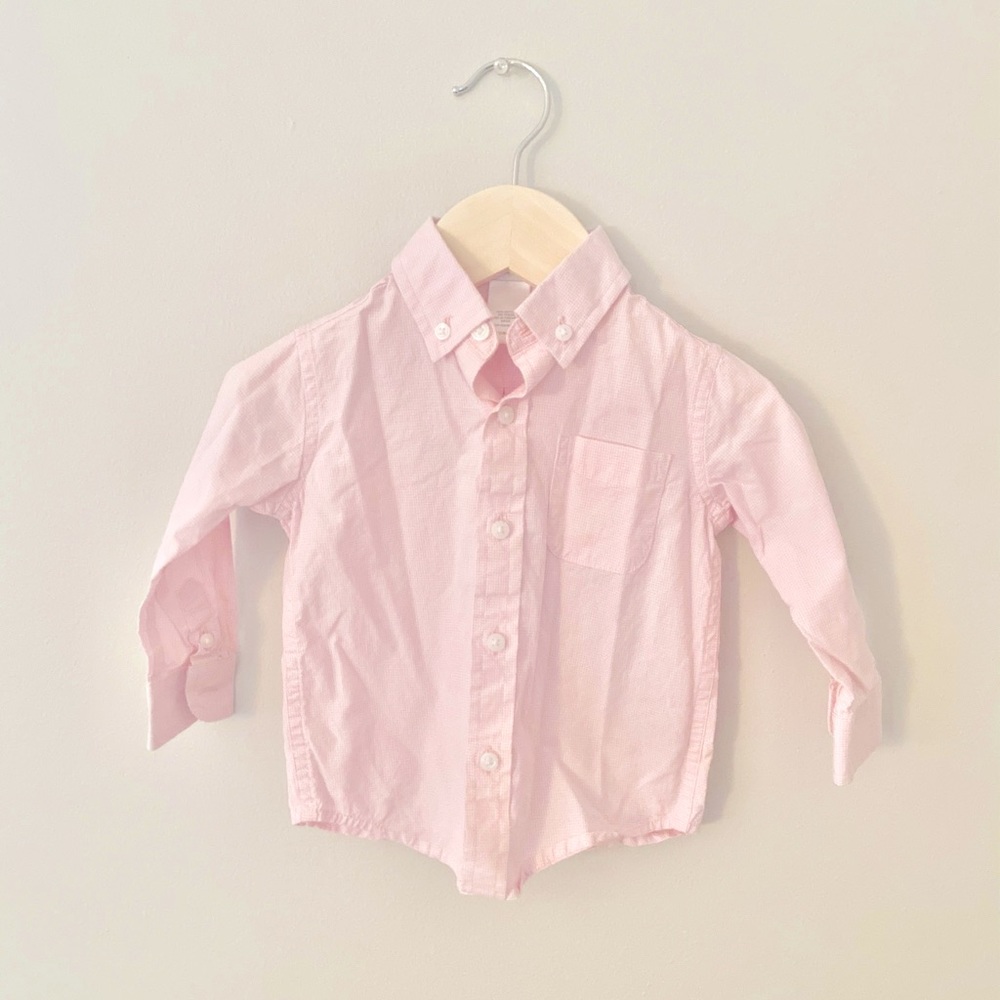 Janie and Jack button down long sleeve dress shirt size 6-12 M.